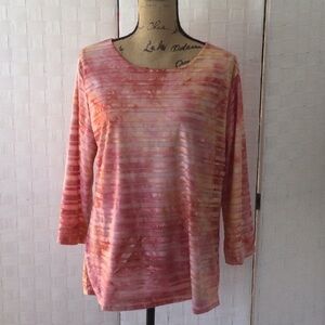 Woman’s Pink Relaxed Blouse with Long Sleeves and Boxy Fit washable #550